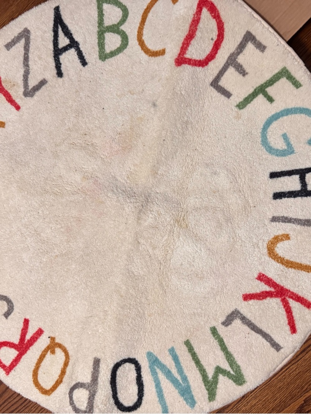 Round Alphabet Kids Rug - Multicolor Letters on Cream